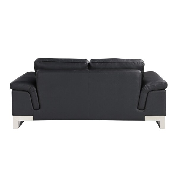 Homeroots 73 x 39 x 32 in. Modern Black Leather Sofa & Loveseat - 343883
