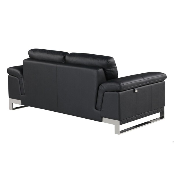Homeroots 73 x 39 x 32 in. Modern Black Leather Sofa & Loveseat - 343883
