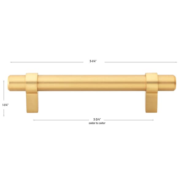 Gliderite Hardware 3-3/4 in. Center to Center Satin Gold Solid Steel Bar Pull - 4006-96-SG, 5PK - 4006-96-SG-5