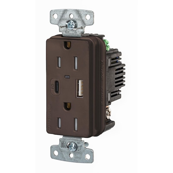Bryant USB Receptacle RCPT DUP 15A 125V USB AC PD Brown - USBB15ACPD