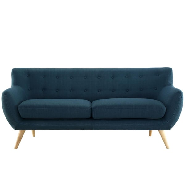 Primewir Remark Sofa in Tufted Azure Fabric with Natural Finish Wood Legs - EEI-1633-AZU