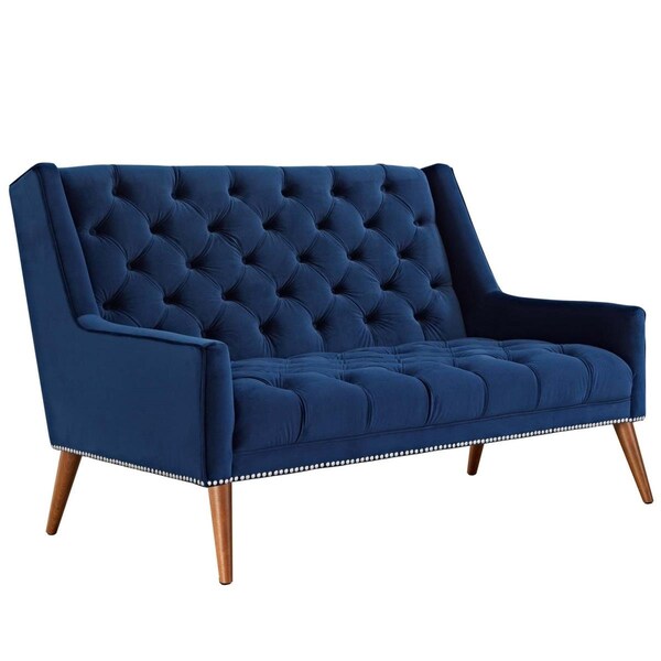 Modway Furniture 36.5 H x 55.5W x 36.5 L in. Peruse Velvet Loveseat, Navy - EEI-2462-NAV