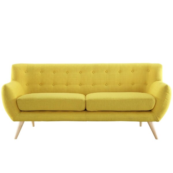 Primewir Remark Sofa in Tufted Sunny Fabric with Natural Finish Wood Legs - EEI-1633-SUN