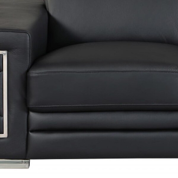 Homeroots 71 x 41 x 29 in. Modern Black Leather Sofa & Loveseat - 343844