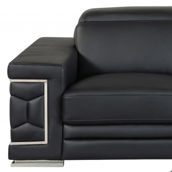 Homeroots 71 x 41 x 29 in. Modern Black Leather Sofa & Loveseat - 343844