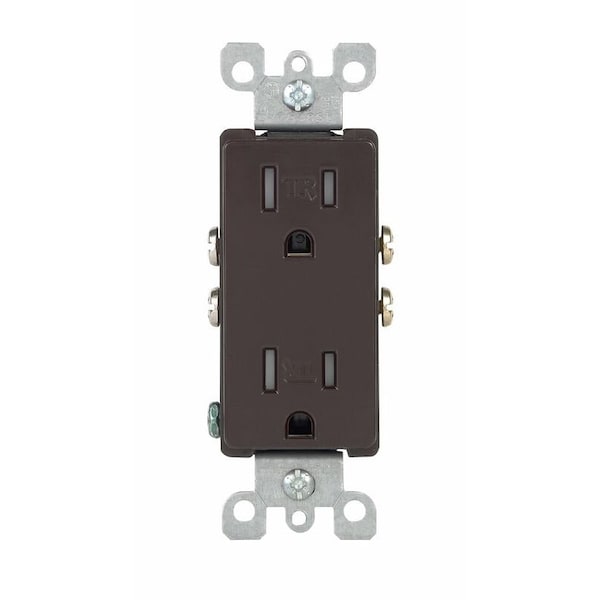 Leviton Decora 15 amps 125 V Duplex Brown Outlet 5-15R - T5325-D