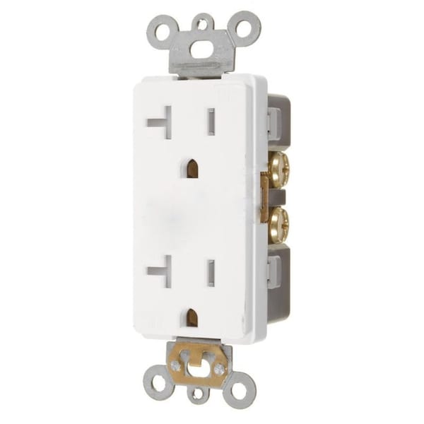 American Imaginations 20 AMP Rectangle White Electrical Receptacle Plastic-Aluminum - AI-36844