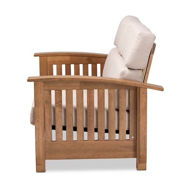 Baxton Studio Charlotte Taupe Upholstered Walnut Finished Wood 2-Seater Loveseat - 162-9798