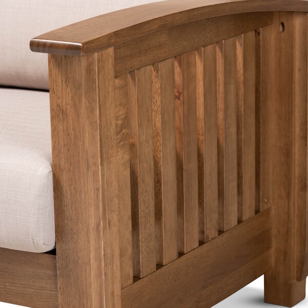 Baxton Studio Charlotte Taupe Upholstered Walnut Finished Wood 2-Seater Loveseat - 162-9798