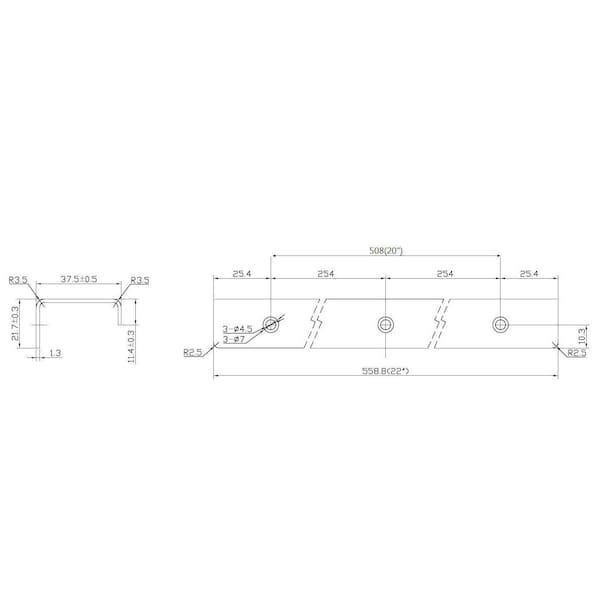 Richelieu 20 in (508 mm) Center-to-Center Stainless Steel Contemporary Edge Cabinet Pull - BP57622170A