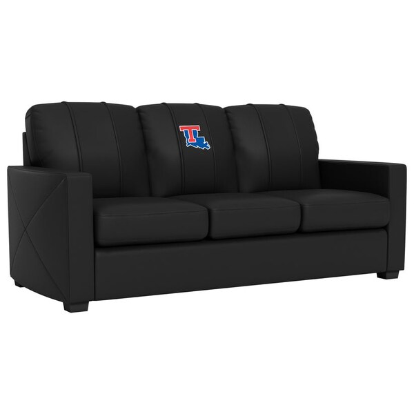 Dreamseat Silver Sofa with Louisiana Tech Bulldogs Logo - XZ7759001SOCDBK-PSCOL13340