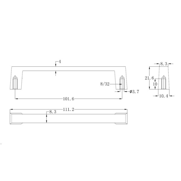 Richelieu Eglinton Collection 4-inch (102 mm) Matte Black Modern Rectangular Cabinet Pull - BP1076900