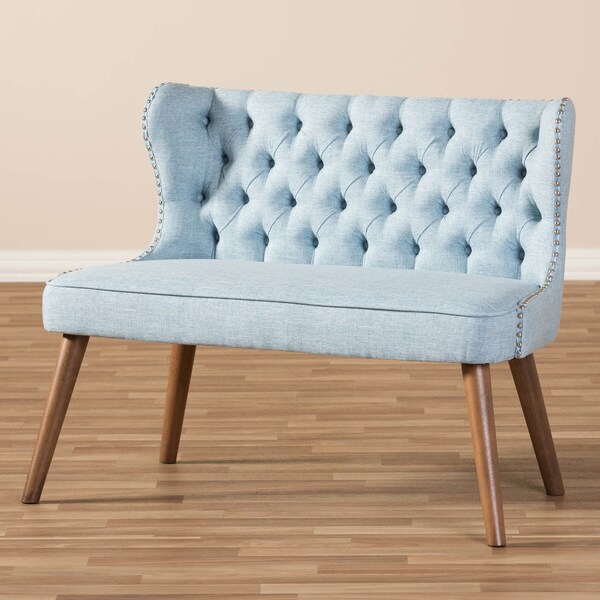 Baxton Studio Scarlett Beige Button-Tufting with Nailheads 2-Seater Loveseat - 129-7081
