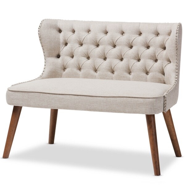 Baxton Studio Scarlett Beige Button-Tufting with Nailheads 2-Seater Loveseat - 129-7081