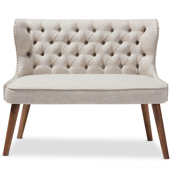 Baxton Studio Scarlett Beige Button-Tufting with Nailheads 2-Seater Loveseat - 129-7081