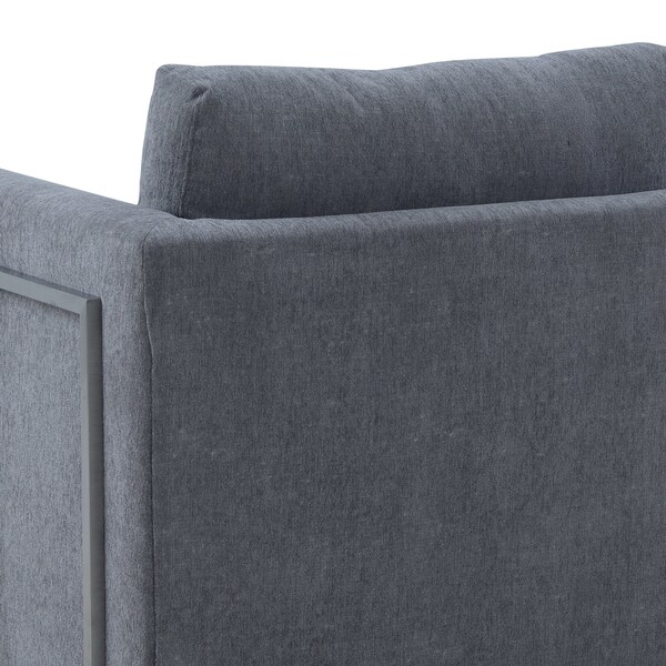 Armen Living Heritage Gray Fabric Upholstered Accent Chair with Brushed Stainless Steel Legs - LCHT1GREY