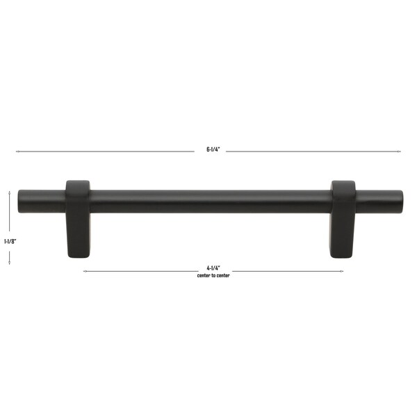 Gliderite Hardware 4-1/4 in. Center to Center Matte Black European Cabinet Pull - 4148-S-MB, 5PK - 4148-S-MB-5