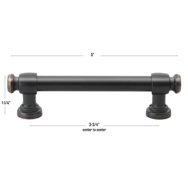 Gliderite Hardware 3-3/4 in. Center to Center Oil Rubbed Bronze Classic Euro Bar Pull - 4361-96-ORB, 25PK - 4361-96-ORB-25