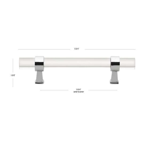 Gliderite Hardware 3-3/4 in. Center to Center Clear Acrylic Cabinet Pull Polished Chrome, 25PK - 4718-96-PC-25