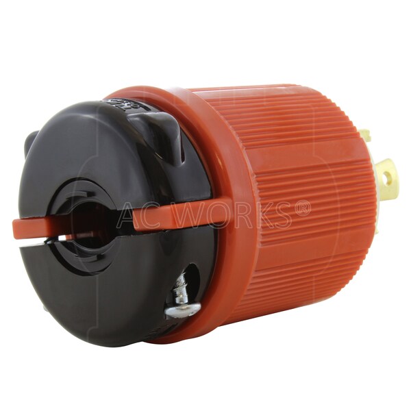 Ac Works NEMA L17-30P 3-Phase 30A 600V 4-Prong Locking Male Plug with UL, C-UL Approval in Orange - ASL1730P