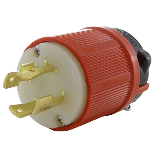 Ac Works NEMA L17-30P 3-Phase 30A 600V 4-Prong Locking Male Plug with UL, C-UL Approval in Orange - ASL1730P