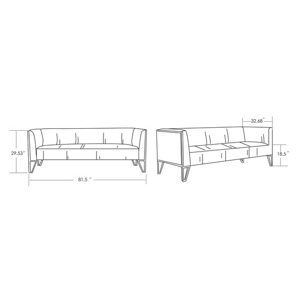 Manhattan Comfort Vector Sofa in Grey and Gold - SF008-GY