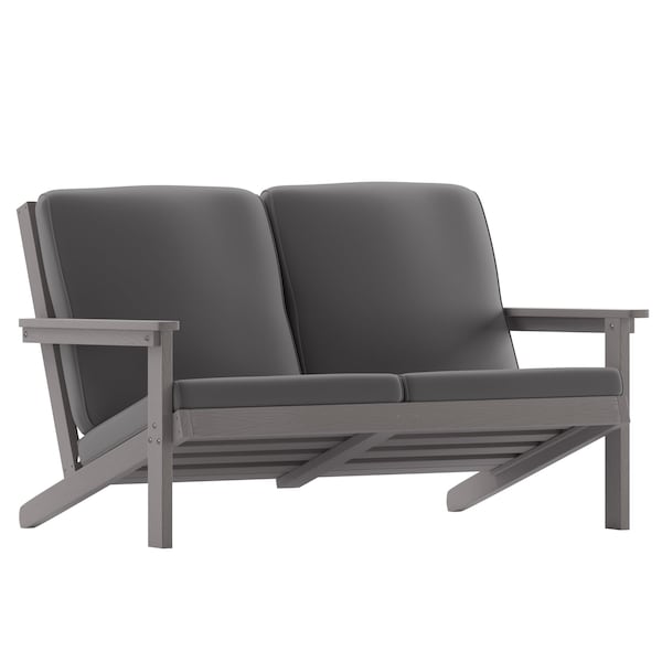 Flash Furniture Gray Poly Resin Loveseat-Gray Cushions - JJ-C14022-GY-GG