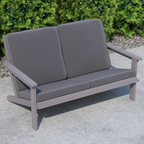 Flash Furniture Gray Poly Resin Loveseat-Gray Cushions - JJ-C14022-GY-GG