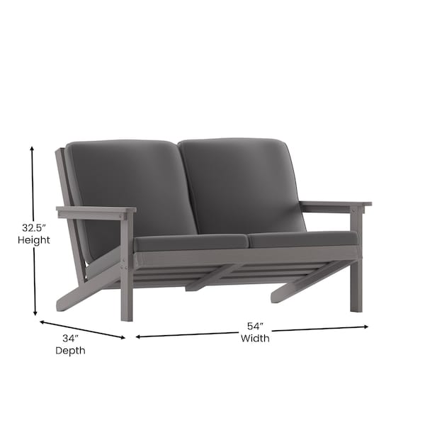 Flash Furniture Gray Poly Resin Loveseat-Gray Cushions - JJ-C14022-GY-GG