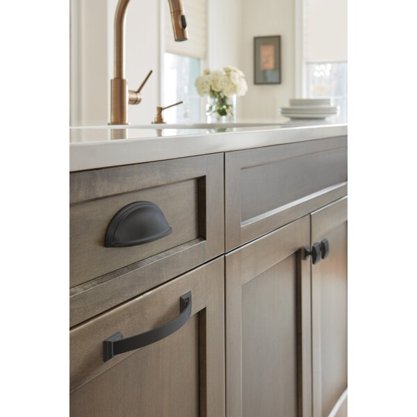 Amerock Ashby 3 inch or 4 inch 76mm or 102mm Center-to-Center Black Bronze Cabinet Cup Pull - BP36640BBR