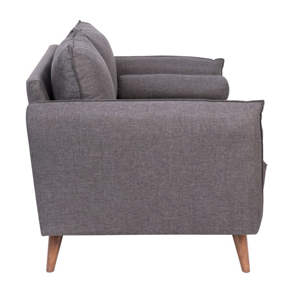 Flash Furniture Stone Gray Faux Linen Loveseat with Wooden Legs - IS-VL100-GY-GG