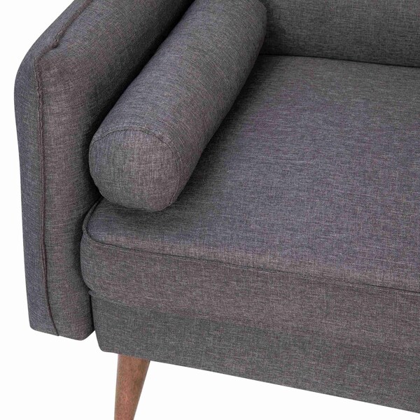Flash Furniture Stone Gray Faux Linen Loveseat with Wooden Legs - IS-VL100-GY-GG