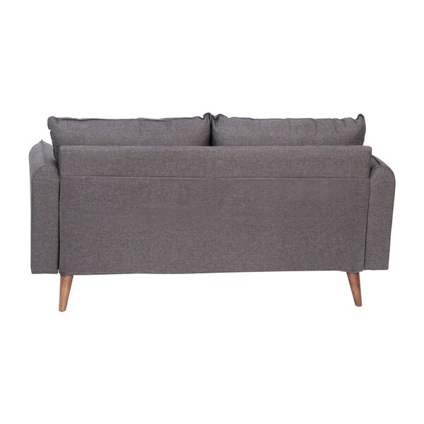 Flash Furniture Stone Gray Faux Linen Loveseat with Wooden Legs - IS-VL100-GY-GG