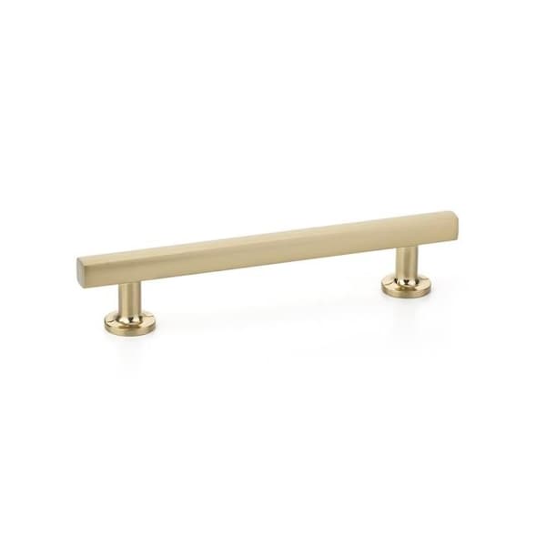 Emtek Freestone Cabinet Pull with 5 in Center to Center Satin Brass Finish - 86676US4