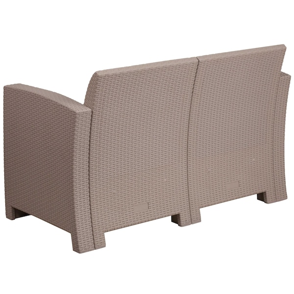 Flash Furniture Lt Gray Rattan Loveseat w/ All-Weather Cushions - DAD-SF2-2-GG