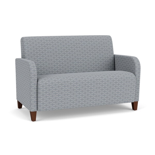 Lesro Siena Lounge Reception Loveseat, Walnut, RS Fog Upholstery - SN1501