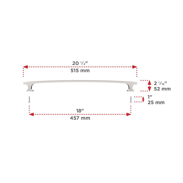 Richelieu 18-inch (457 mm) Center to Center Brushed Nickel Transitional Cabinet Pull - BP525418195