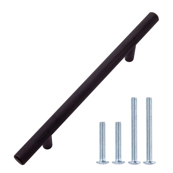 South Main Hardware Euro Bar Cabinet Handle (3/8" Diameter), 6.38" Length (4" Hole Center), Oil Rubbed Bronze, 10PK - SH928-OR-10