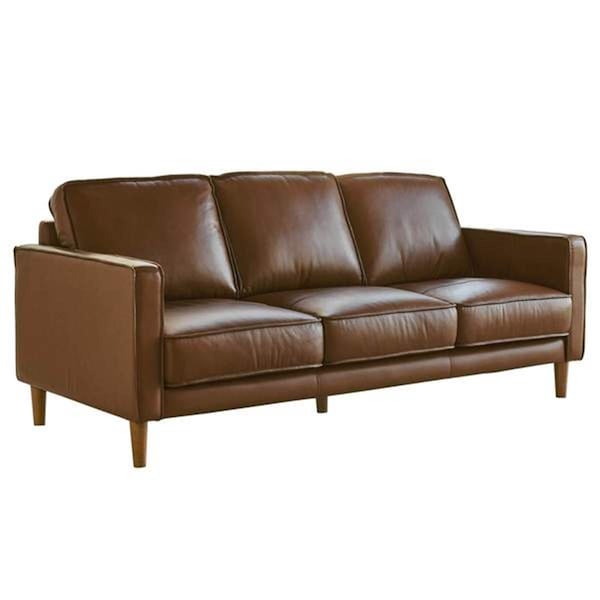 Sunset Trading 79 in. Prelude Top Grain Leather Mid Century Modern 3 Seater Couch Sofa Chestnut - SU-PR15070-86-300E