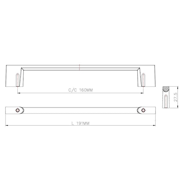 Richelieu 6 5/16 in (160 mm) Center-to-Center Chrome Contemporary Drawer Pull - BP8160160140