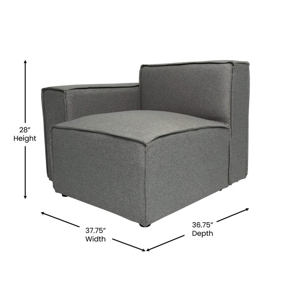 Flash Furniture Bridgetown Luxury Modular Sectional Sofa, Left Side w/Arm Rest, Dark Gray - IS-IT2231-LC-DKGRY-GG