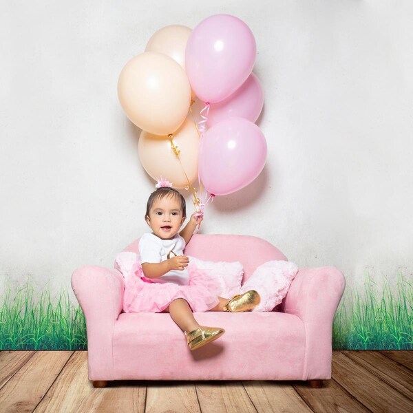 Keet Plush Childrens Sofa with Accent Pillows, Pink - 32 x 18 x 18 x in. - SR011