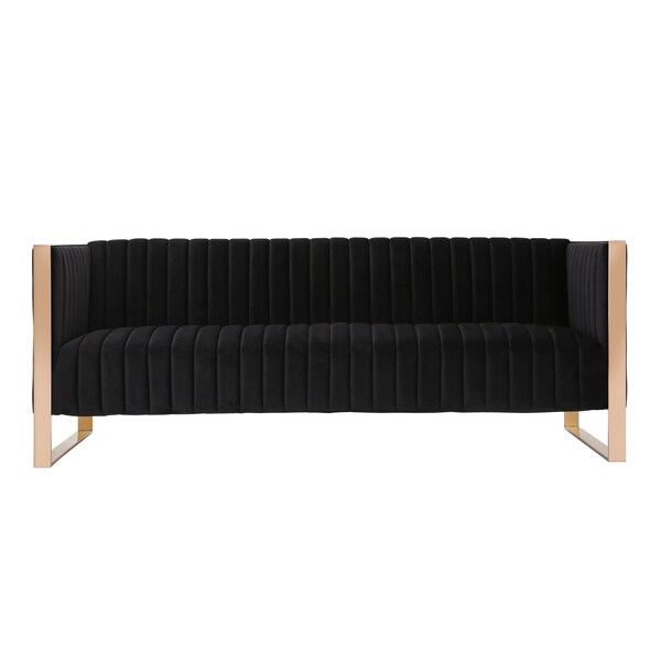 Manhattan Comfort Trillium Sofa in Black and Rose Gold - SF009-BK