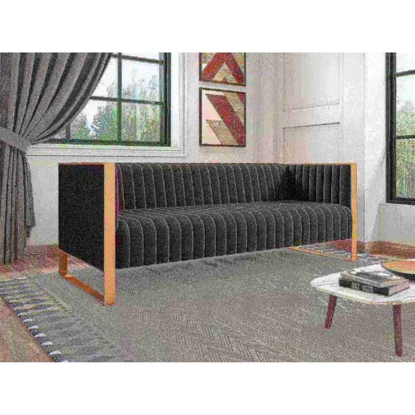 Manhattan Comfort Trillium Sofa in Black and Rose Gold - SF009-BK