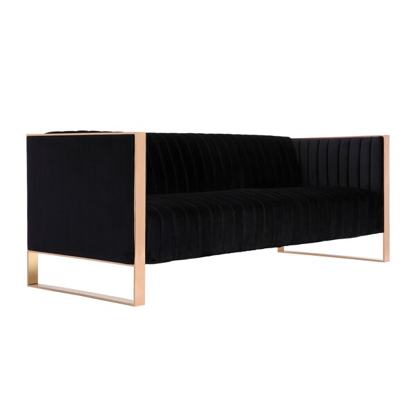 Manhattan Comfort Trillium Sofa in Black and Rose Gold - SF009-BK