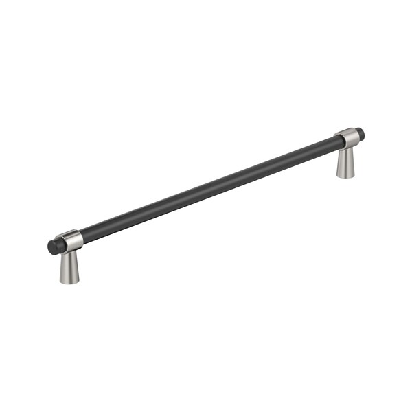 Amerock Mergence 12-5/8 inch 320mm Center-to-Center Matte Black/Polished Nickel Cabinet Pull - BP36983FBPN