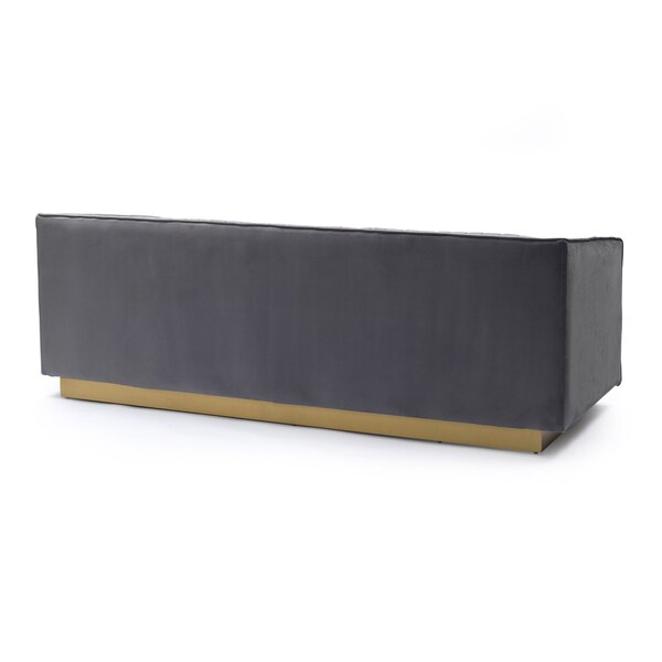 Armen Living Miranda Dark Gray Velvet and Gold Sofa - LCMR3GREY