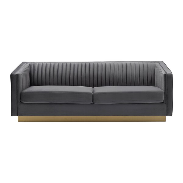 Armen Living Miranda Dark Gray Velvet and Gold Sofa - LCMR3GREY