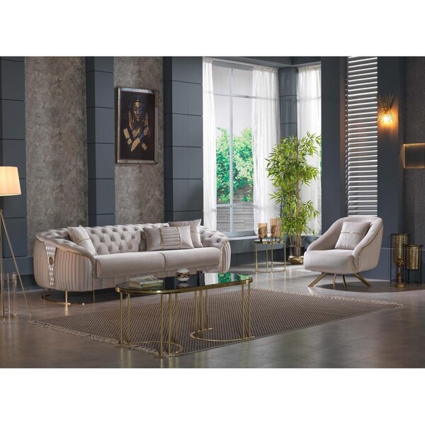 Kd Bufe 35 x 90 x 35 in. Lucas 3 Seat Sofa, Biege - KD2971417