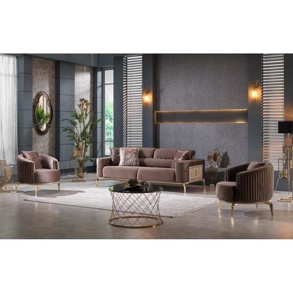 Kd Bufe 35 x 90 x 40 in. Armoni 3 Seat Sofa, Brown - KD2985591